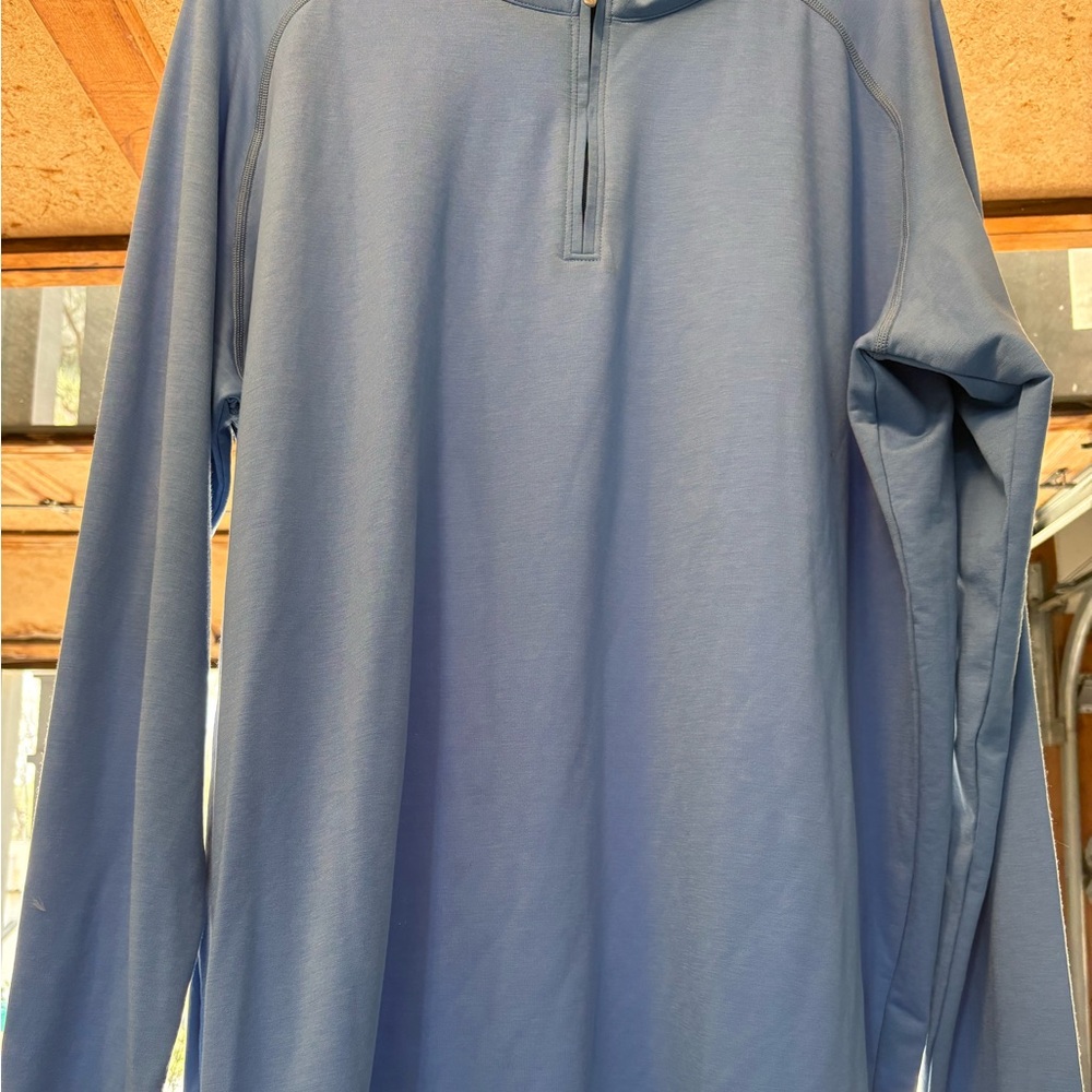 Peter Millar Navy and Light Blue Quarter-Zip Pullover
